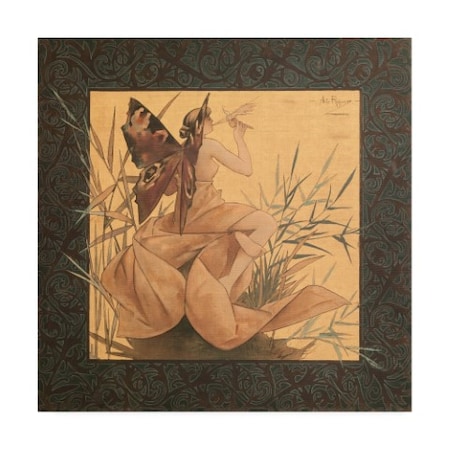 Alexandre De Riquer 'Winged Nymph Blowing Amongst Reeds' Canvas Art,18x18